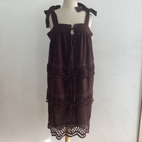 Upcycle Annie Dresses & Skirts - Upcycle Annie Arbitraged Chocolate Brown Tops/ Lace Into Dress. Up to Large